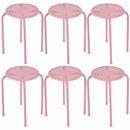 Set of 6 Stackable Metal Stool Set Daisy Backless Round Top Kitchen Dining Stools