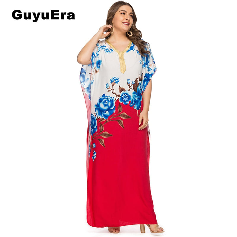 GuyuEra African Woman Dress Large Size V-neck