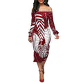 African dress for women Leaf pattern printed long sleeve one-shoulder dress
