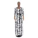 GuyuEra African woman long dress sleeves V-neck