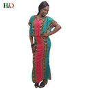 women dresses ruffle long robe ankle length stripe african clothing