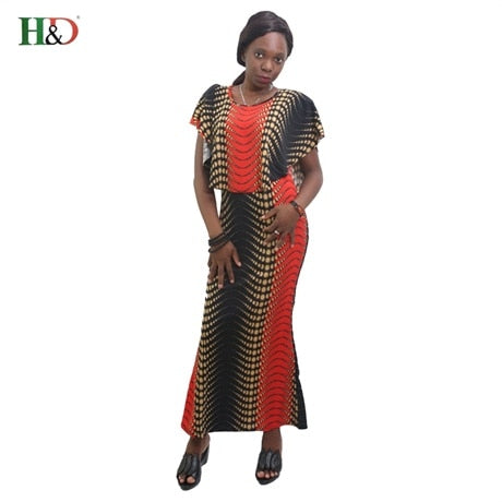 women dresses ruffle long robe ankle length stripe african clothing