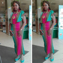 women dresses ruffle long robe ankle length stripe african clothing