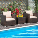 3PCS Patio Rattan Furniture Set Conversation Wicker Sofa Set w/Cushion Garden HW66531+