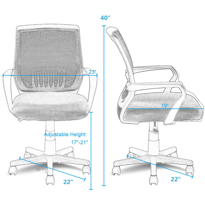 Modern Ergonomic Mid-back Mesh Computer Office Chair Desk Task Task Swivel Black HW56364