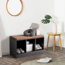 Costway 3-Cube Storage Box Organizer Shoe Bench w/ Padded Cushion Books Toys