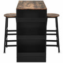 3 Pieces Bar Table Set Industrial Counter Height Dining Table Set with Storage