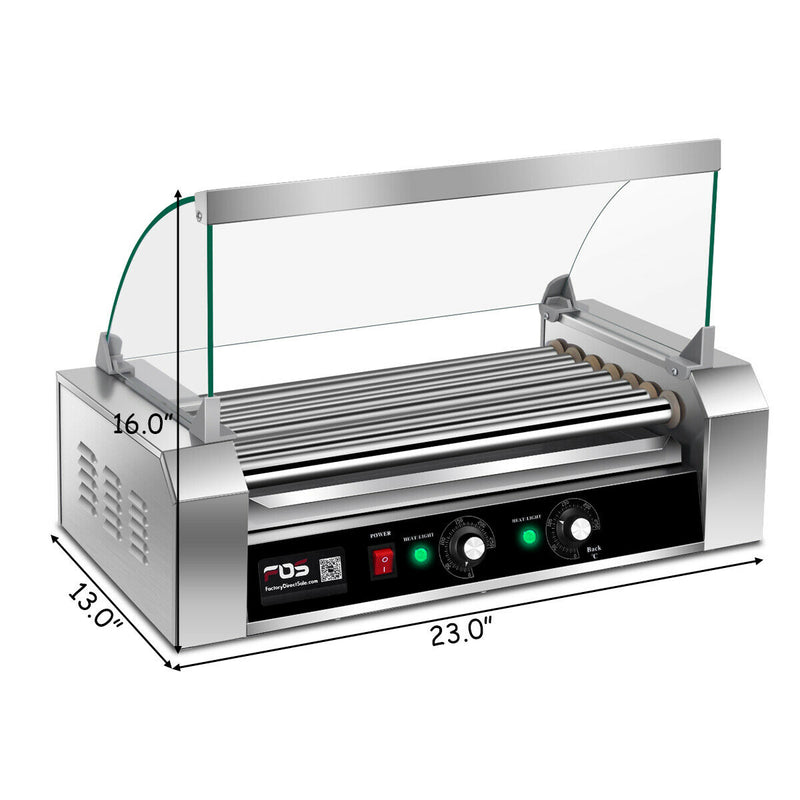 Commercial 18/30 Hot Dog Hotdog 7/11 Roller Grill Cooker Machine w/ Cover (7 Roller Grill)