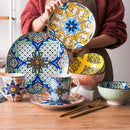 VANCASSO 16/32/48-Piece Jasmin Pattern Porcelain Tableware Dinnerware Dinner Set with Dinner Plate,Dessert Plate,Bowl,Mug Set