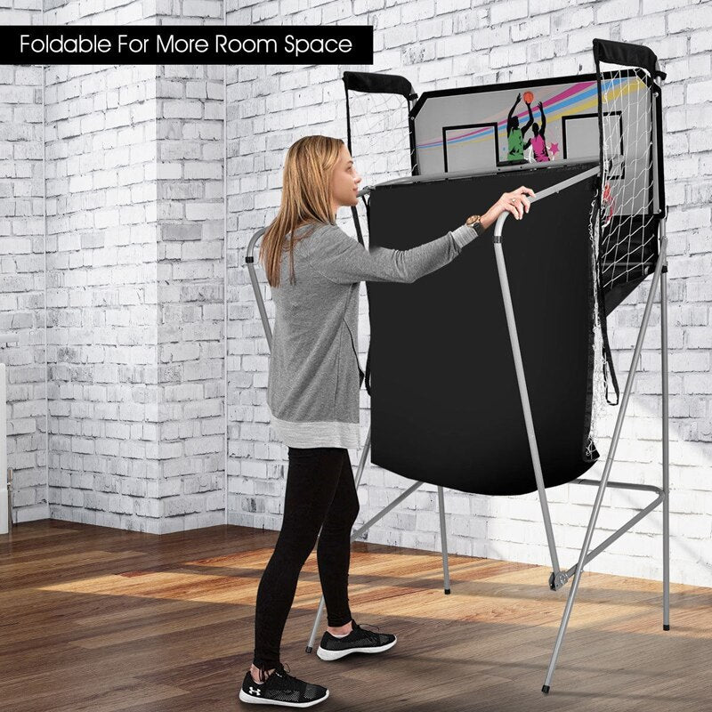 Indoor Double shot Electronic Basketball Game 4 Free Balls 8  Options Foldable