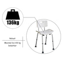 Costway 8 Height Adjustable Medical Shower Bath Chair Stool Detachable Backrest
