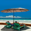 15' Market Outdoor Umbrella Double-Sided Twin Patio Umbrella with Crank Tan