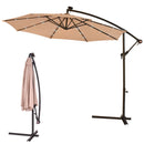 10' Hanging Solar LED Umbrella Patio Sun Shade Offset Market W/Base