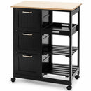Rolling Kitchen Island Utility Storage Cart w/ 3 Storage Drawers & Shelves