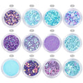 12pots Nail Art Decorations Set Mermaid Pearls Star Moon Laser Sequins Glitters