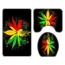 Colorful Leaves Printing Bathroom Shower Curtain Set Bath Toilet Cover Mat