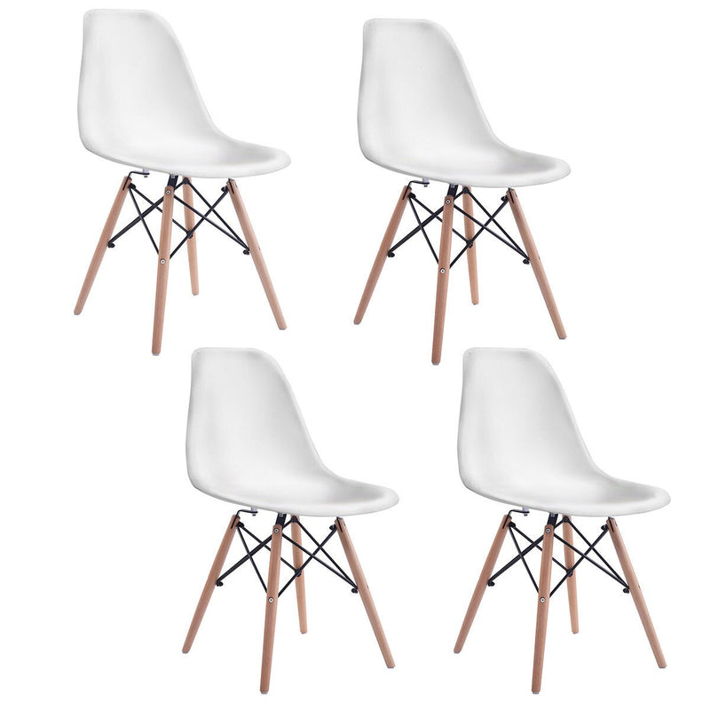 Set of 4 Mid Century Modern Style Dining Side Chair Wood Leg