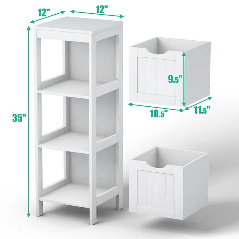 Costway White Floor Storage Cabinet Bathroom Organizer Free Standing 2/3/4 Drawers