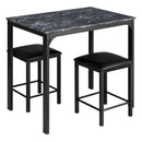 3 PCS Counter Height Dining Set Faux Marble Table 2 Chairs Kitchen Bar Furniture