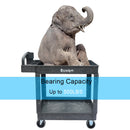 Commercial Products 2-Tier Utility Service Cart Small Lipped Shelves Ergonomic