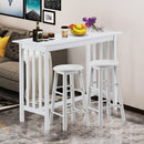 3-Piece Bar Table Set Pub Dining Set Counter Height Breakfast Table w/ 2 Stools