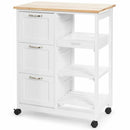 Rolling Kitchen Island Utility Storage Cart w/ 3 Storage Drawers & Shelves