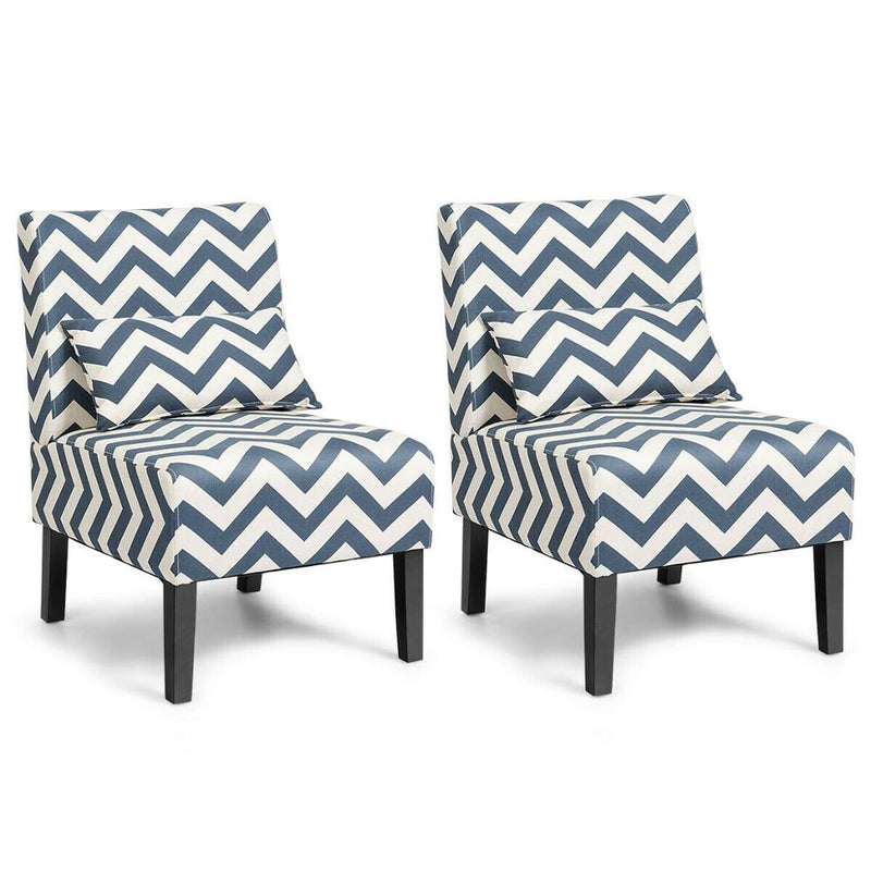 Set of 2 Armless Accent Chairs Suitable for Living Room  w/ Lumbar Pillow