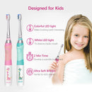 Seago Children Electric Toothbrush Sonic Vibration LED Light 3 Replaceable Brush