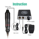 Complete Beginner Tattoo Kit Motor Pen Machine Mini Power Supply Set Needles