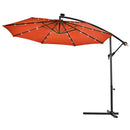 10' Hanging Solar LED Umbrella Patio Sun Shade Offset Market W/Base