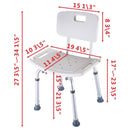 Costway 8 Height Adjustable Medical Shower Bath Chair Stool Detachable Backrest