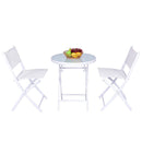 3 PCS Folding Bistro Table Chairs Set Garden Backyard Patio Furniture White