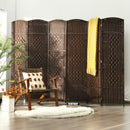 6-Panel Room Divider 6.5Ft Weave Fiber Folding Privacy Screen Black HW67707