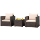 3PCS Patio Rattan Furniture Set Conversation Wicker Sofa Set w/Cushion Garden HW66531+
