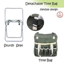 Garden Tool Set 9 Piece Heavy Duty Gardening Tools with Ergonomic Wooden Handle Sturdy Stool with Detachable Tool Kit