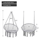 Hanging Hammock Chair Macrame Swing Handwoven Cotton Backrest Garden Grey