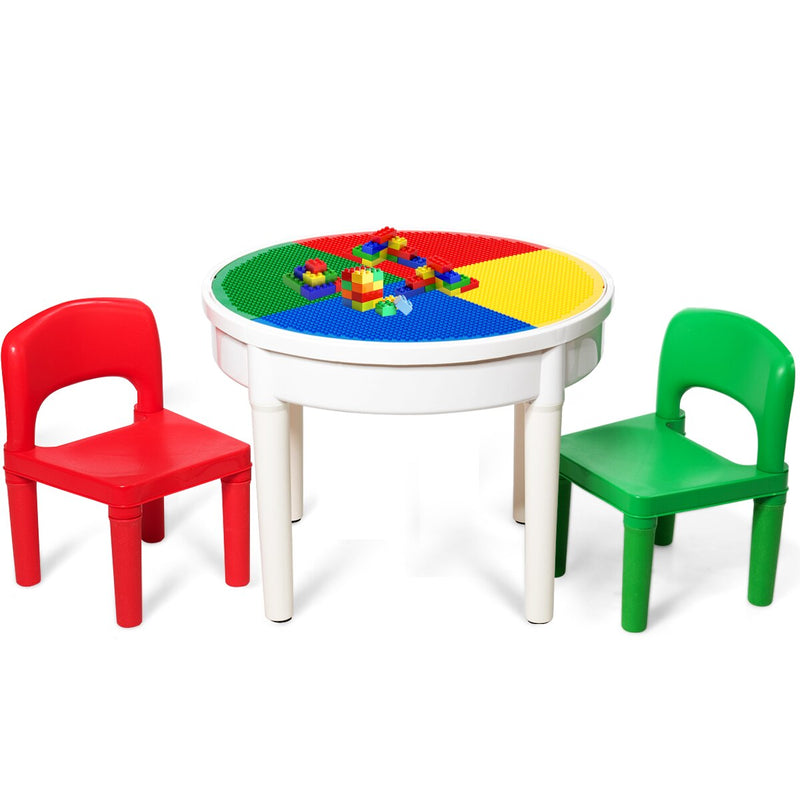 3 In 1 Kids Activity Table Set Water Craft Building Brick Table