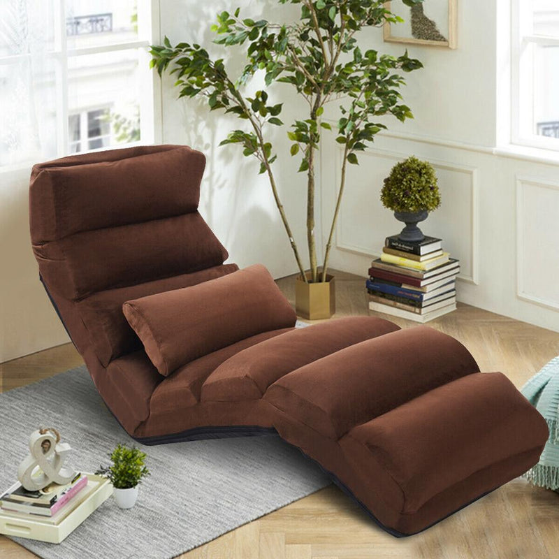 Folding Lazy Sofa Chair Stylish Sofa Couch Beds Lounge Chair W/Pillow