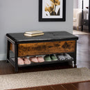 Shoe Bench Padded Bench with Storage Box and Shoe Shelf Rustic Brown