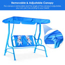 Kids Patio Swing Chair Children Porch Bench Canopy 2 Person Yard Furniture blue