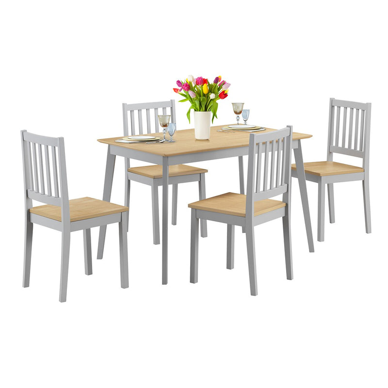 5 Pcs Mid Century Modern Dining Table Set 4 Chairs w/Wood Legs Kitchen Furniture