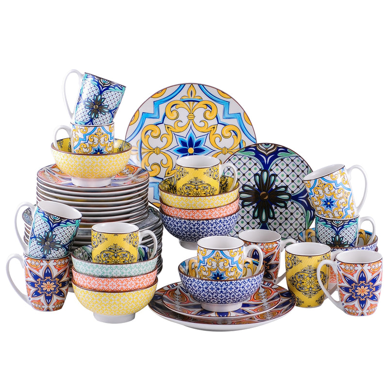 Vancasso 48-Piece Stoneware Dinnerware Set, Blue Dinner Set