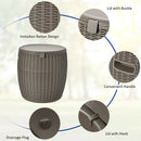 Patiojoy 12 Gallon 4-in-1 Patio Rattan Cool Bar Cocktail Table Side Table