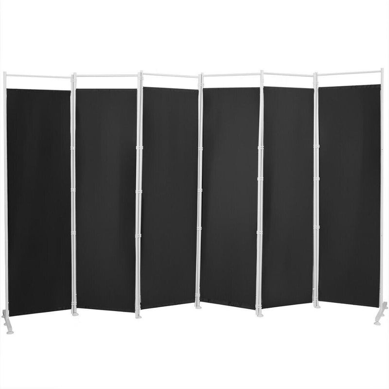 6-Panel Room Divider Folding Privacy Screen w/Steel Frame Decoration Black HW65775BK
