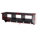 Wall Mount Coat Rack Storage Shelf Cubby Organizer Hooks Entryway Hallway Black