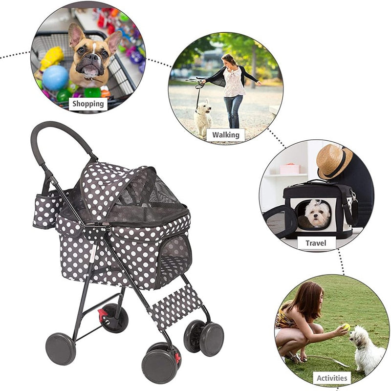 Pet Gear Special Edition 4 Wheels Pet Stroller for Cats/Dogs, Fashion Polka Dot Style