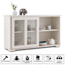Storage Cabinet Sideboard Buffet Cupboard Glass Sliding Door Pantry Kitchen