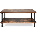 Coffee Table Rustic Accent Table Storage Shelf Living Room Furniture
