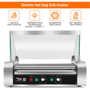 Commercial 18/30 Hot Dog Hotdog 7/11 Roller Grill Cooker Machine w/ Cover (7 Roller Grill)