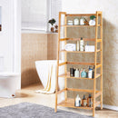 Multifunctional 4 Shelf Bamboo Bookcase Ladder Plant Flower Stand Rack Storage